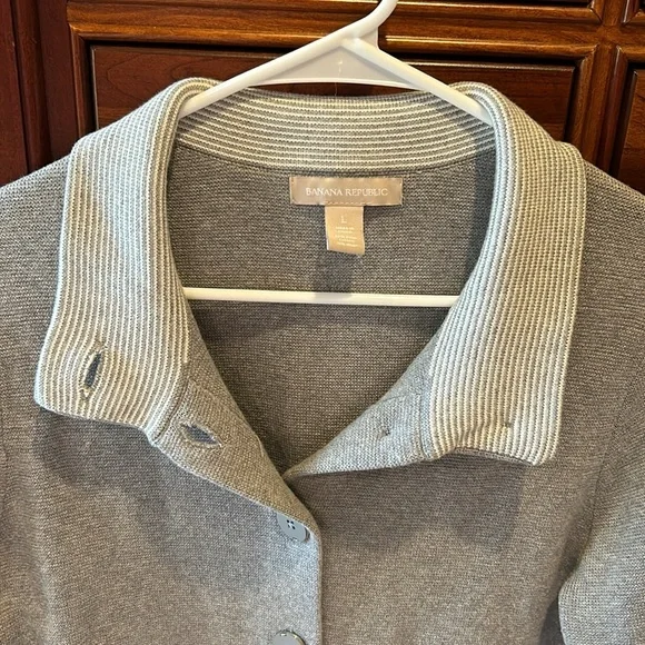 BananaRepublic women’s button down cardigan sweater, grey, size Large, 85% Pima - Picture 9 of 13
